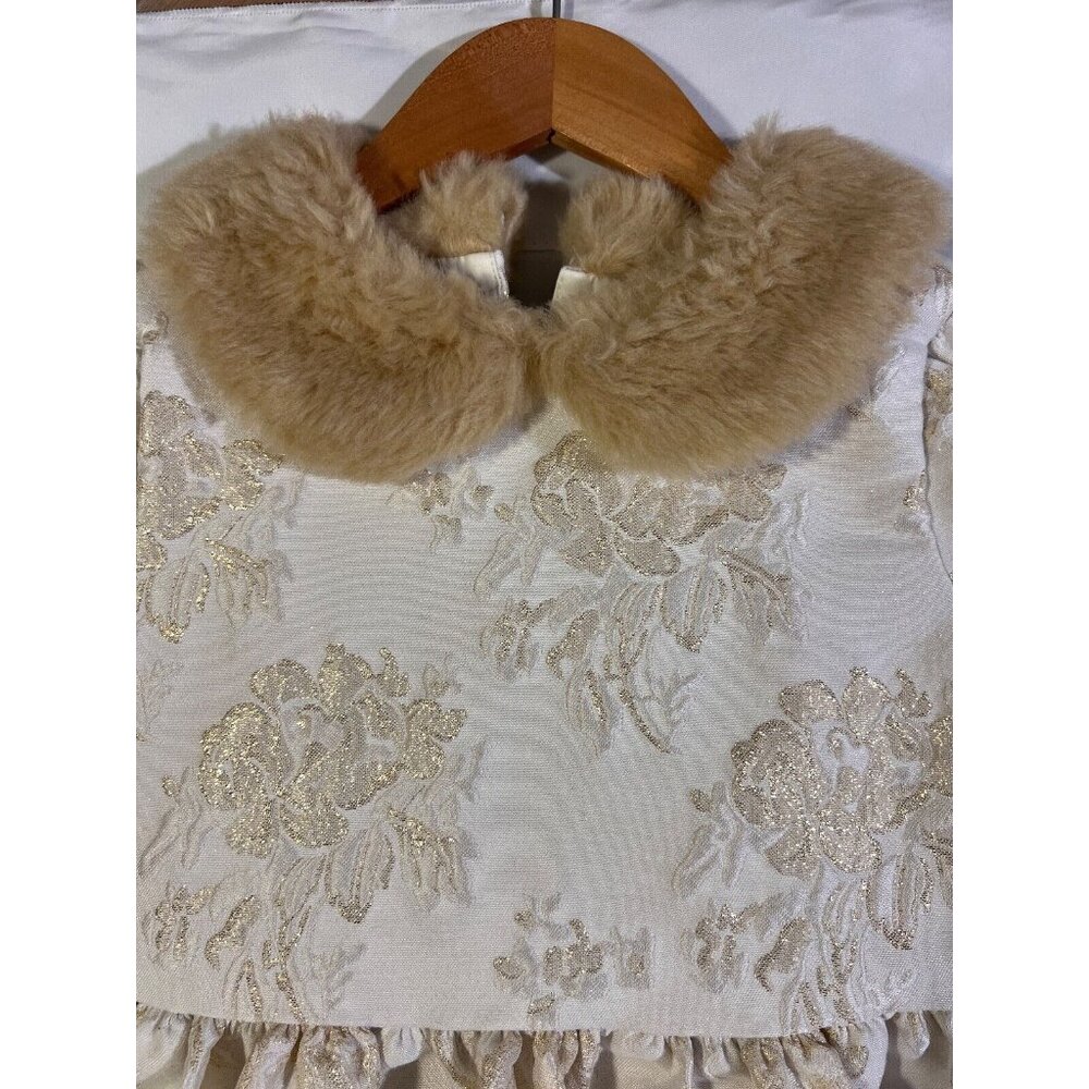 Janie & Jack Dress White Faux Fur Collar Tulle Holiday Party Size 7 Years    E14 - Picture 3 of 7